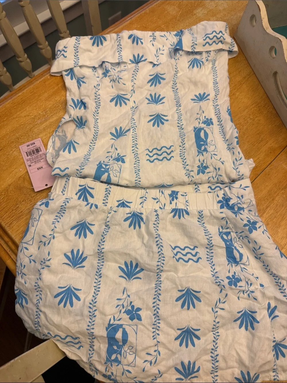 wild fable White & Blue Floral Print Strapless Romper